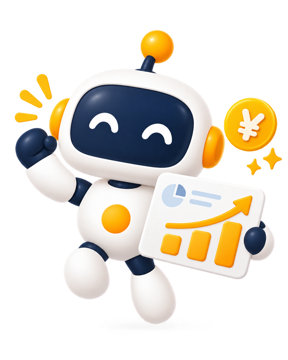 成長グラフを持って応援するAIパートナーのワク